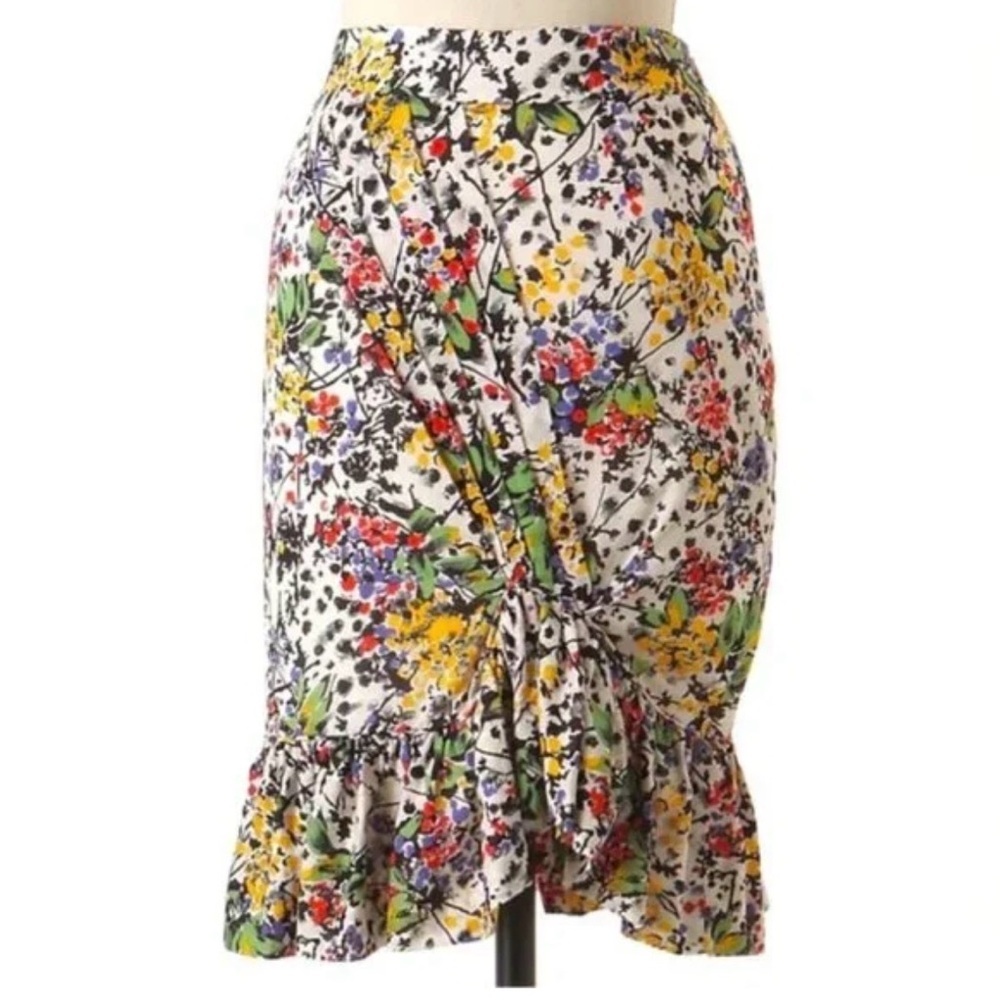 Anthropologie edmé & esyllte Hustle And Bustle Floral Ruffle Mini Midi Skirt 8